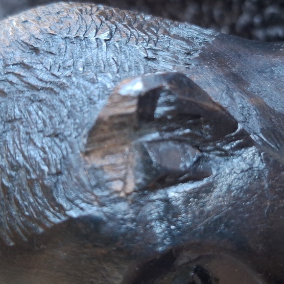 Antique Set of 2 Hand Carved Ebony Wood African Tribal Bust - Picture 12 of 12